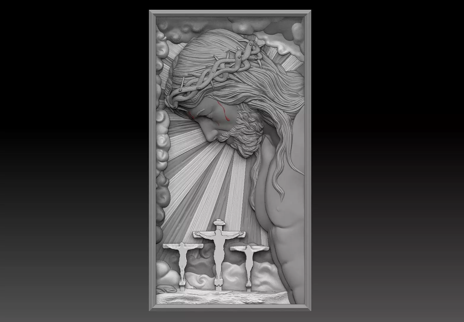 Crucified Jesus Pendant Bas-Relief 3D print model 3D print model_0