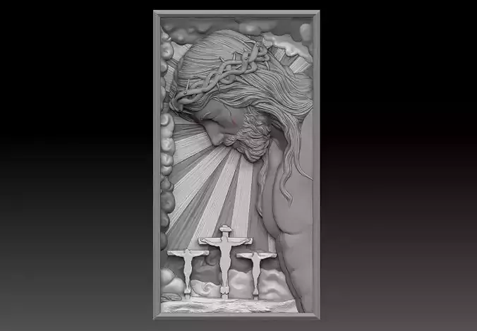 Crucified Jesus Pendant Bas-Relief 3D print model 3D print model