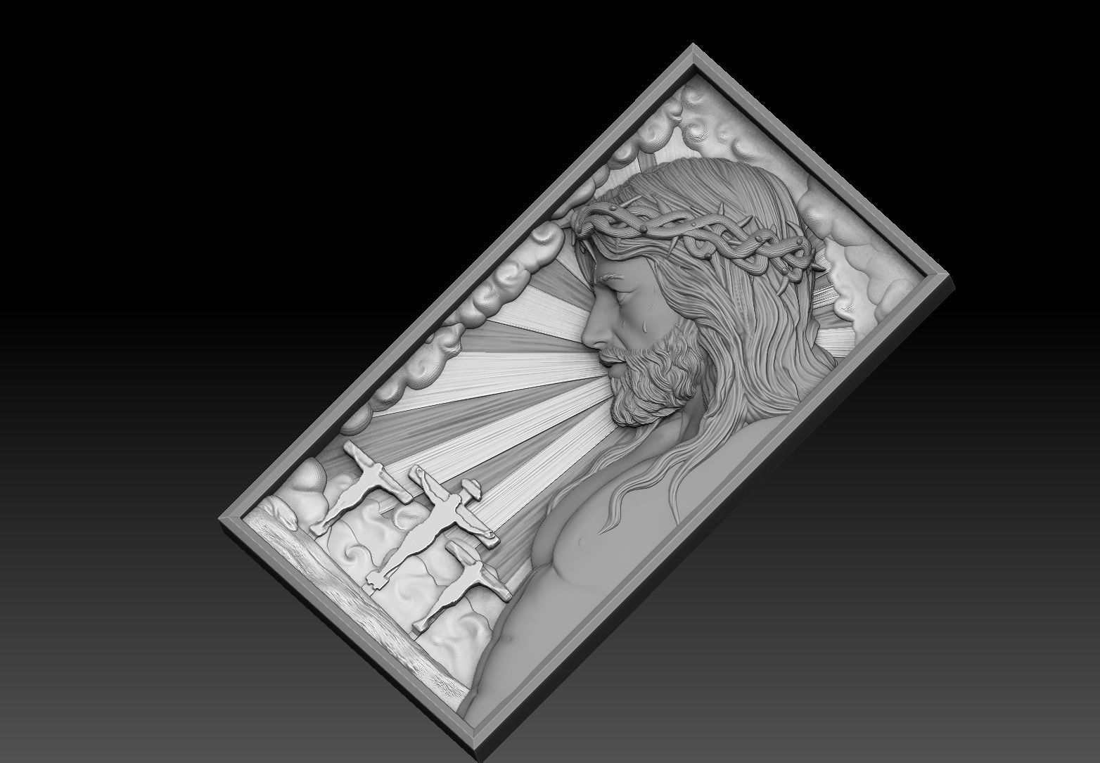 Crucified Jesus Pendant Bas-Relief 3D print model 3D print model_9