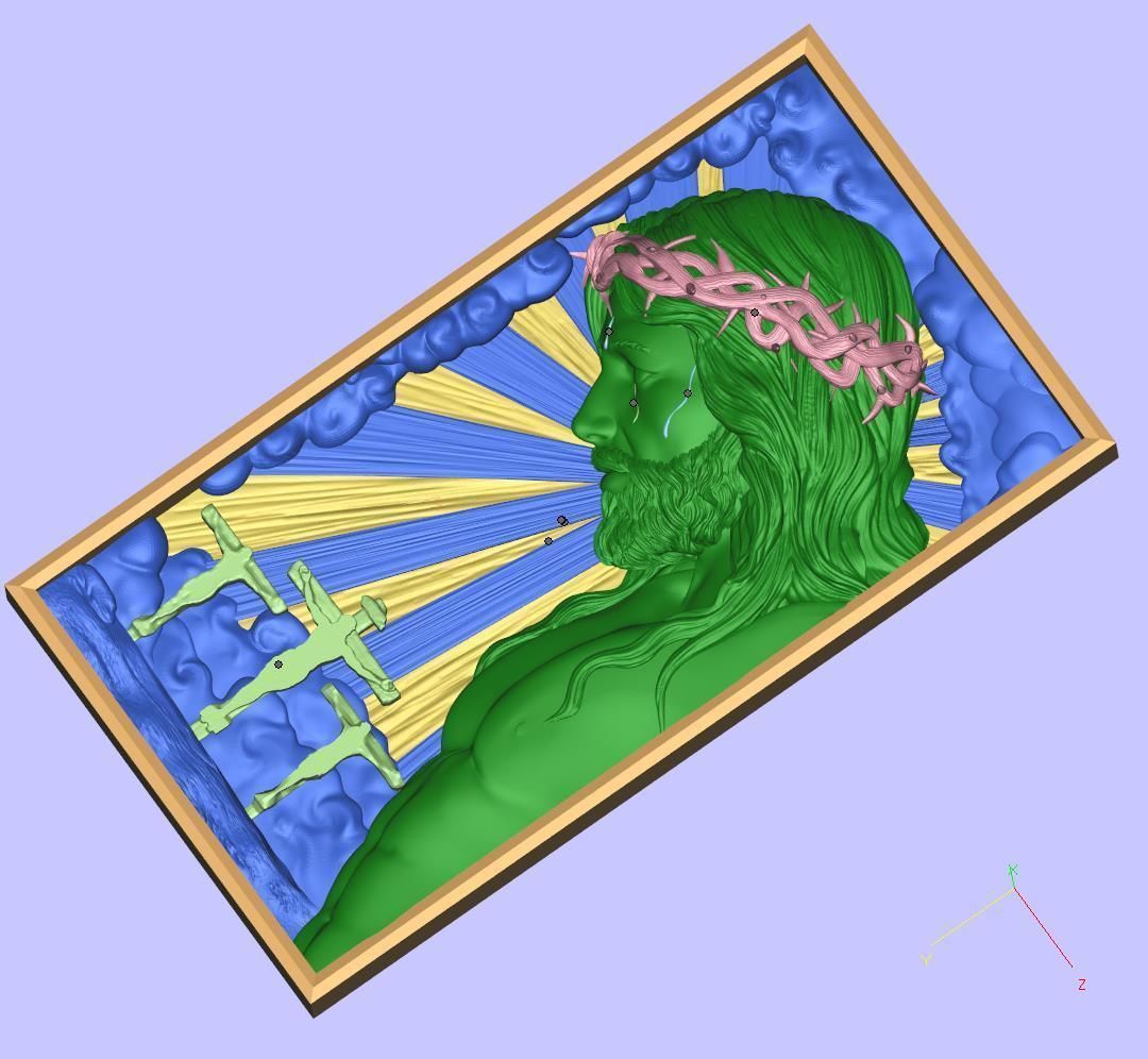 Crucified Jesus Pendant Bas-Relief 3D print model 3D print model_1