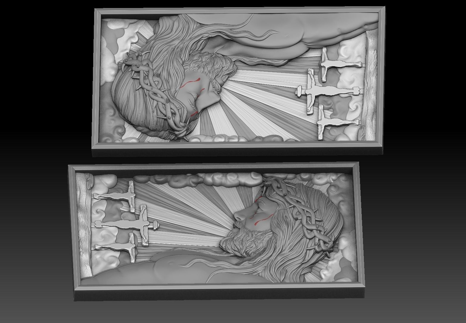 Crucified Jesus Pendant Bas-Relief 3D print model 3D print model_3