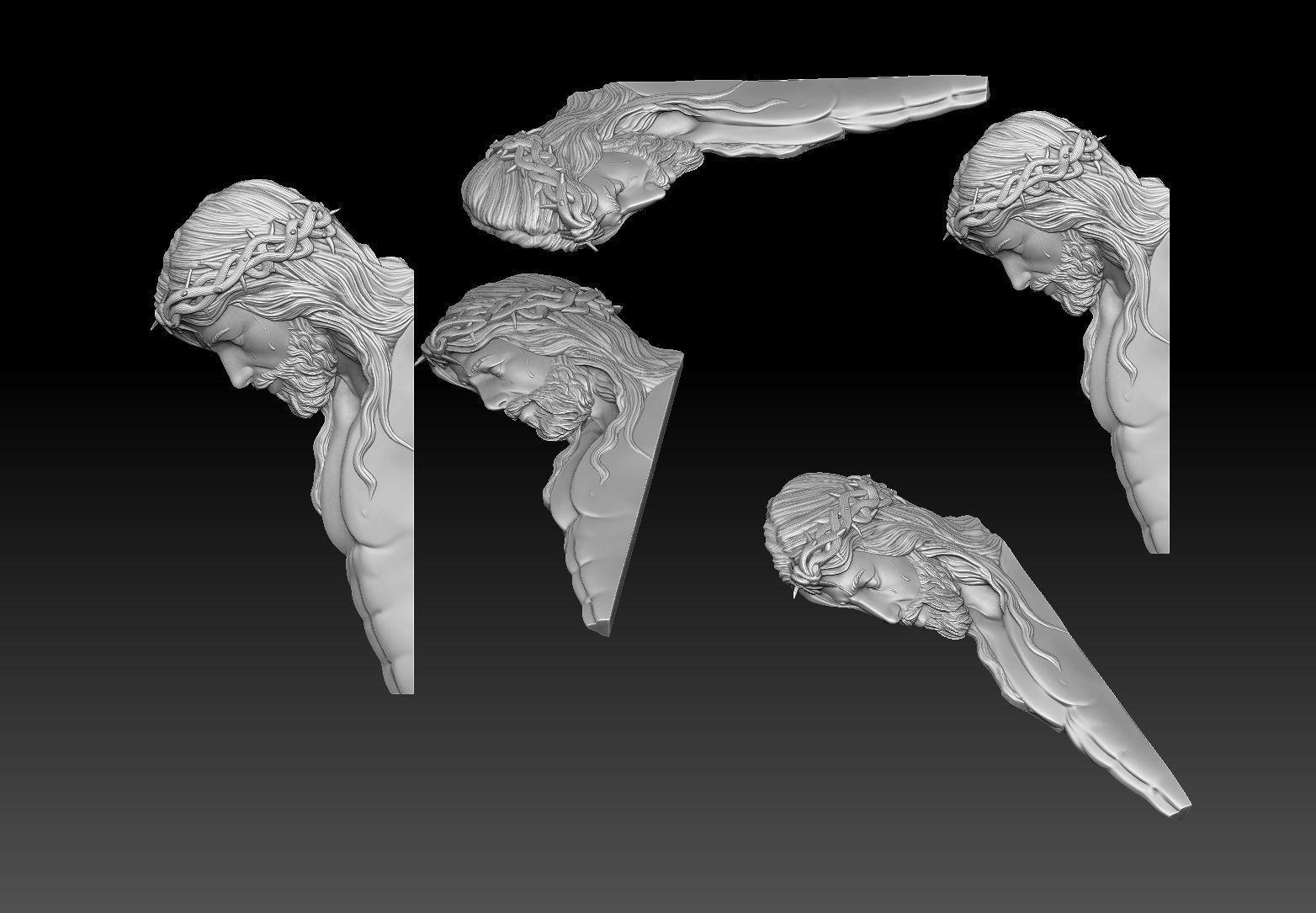 Crucified Jesus Pendant Bas-Relief 3D print model 3D print model_7