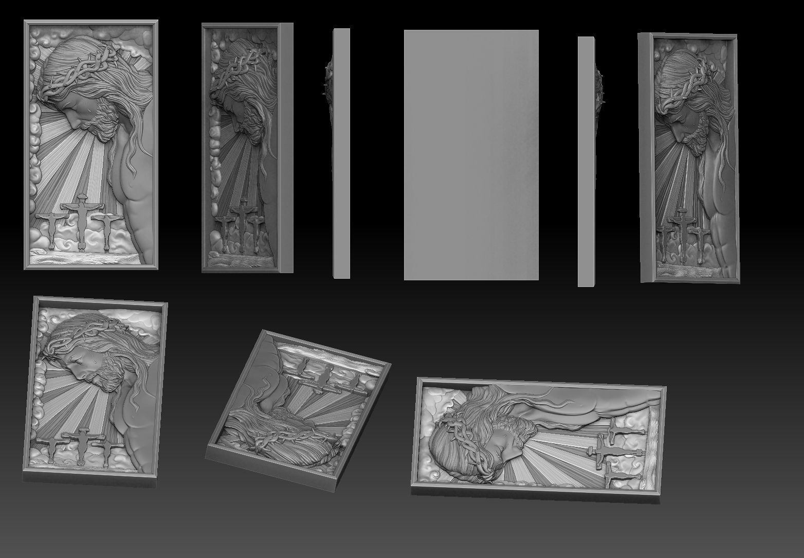 Crucified Jesus Pendant Bas-Relief 3D print model 3D print model_8