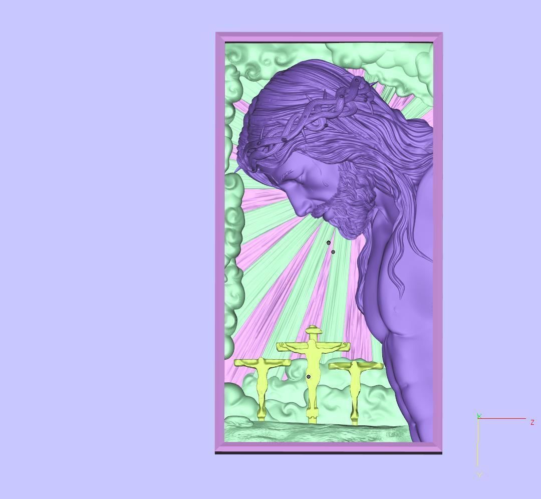 Crucified Jesus Pendant Bas-Relief 3D print model 3D print model_10