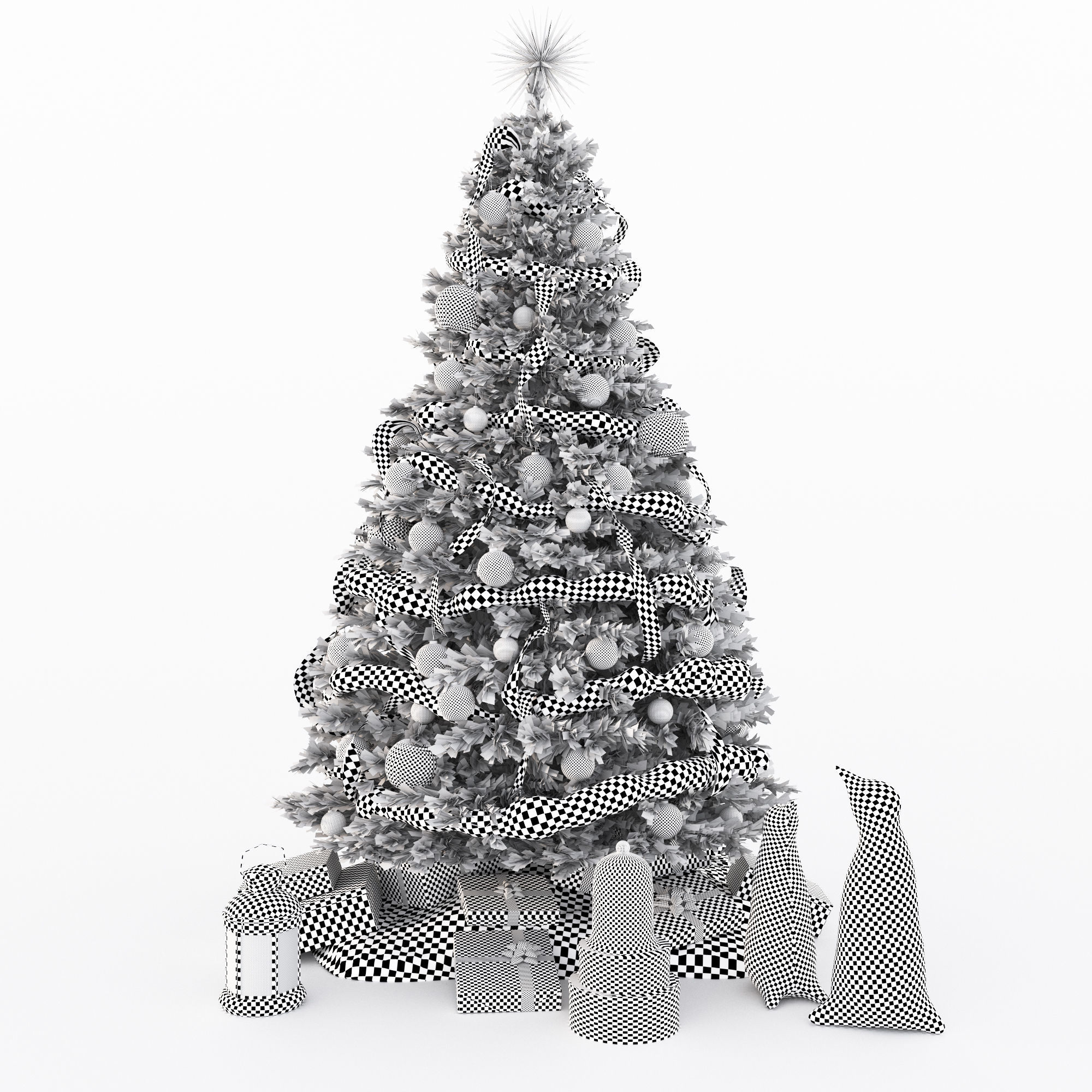 Set of Christmas tree and decorative elements 3D model_30