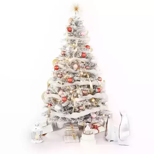 Set of Christmas tree and decorative elements 3D model