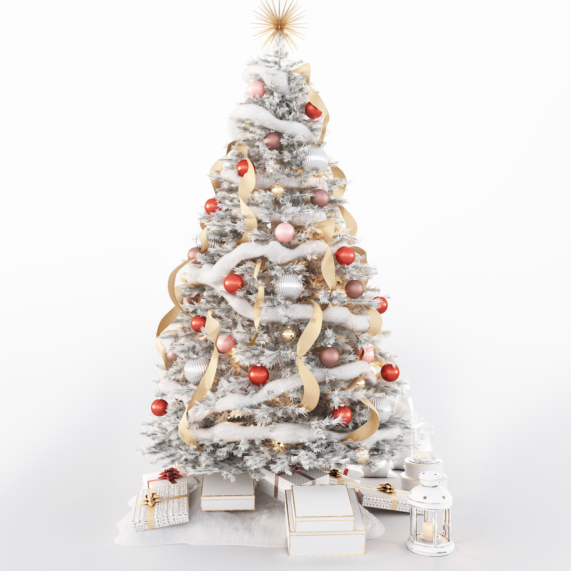 Set of Christmas tree and decorative elements 3D model_4