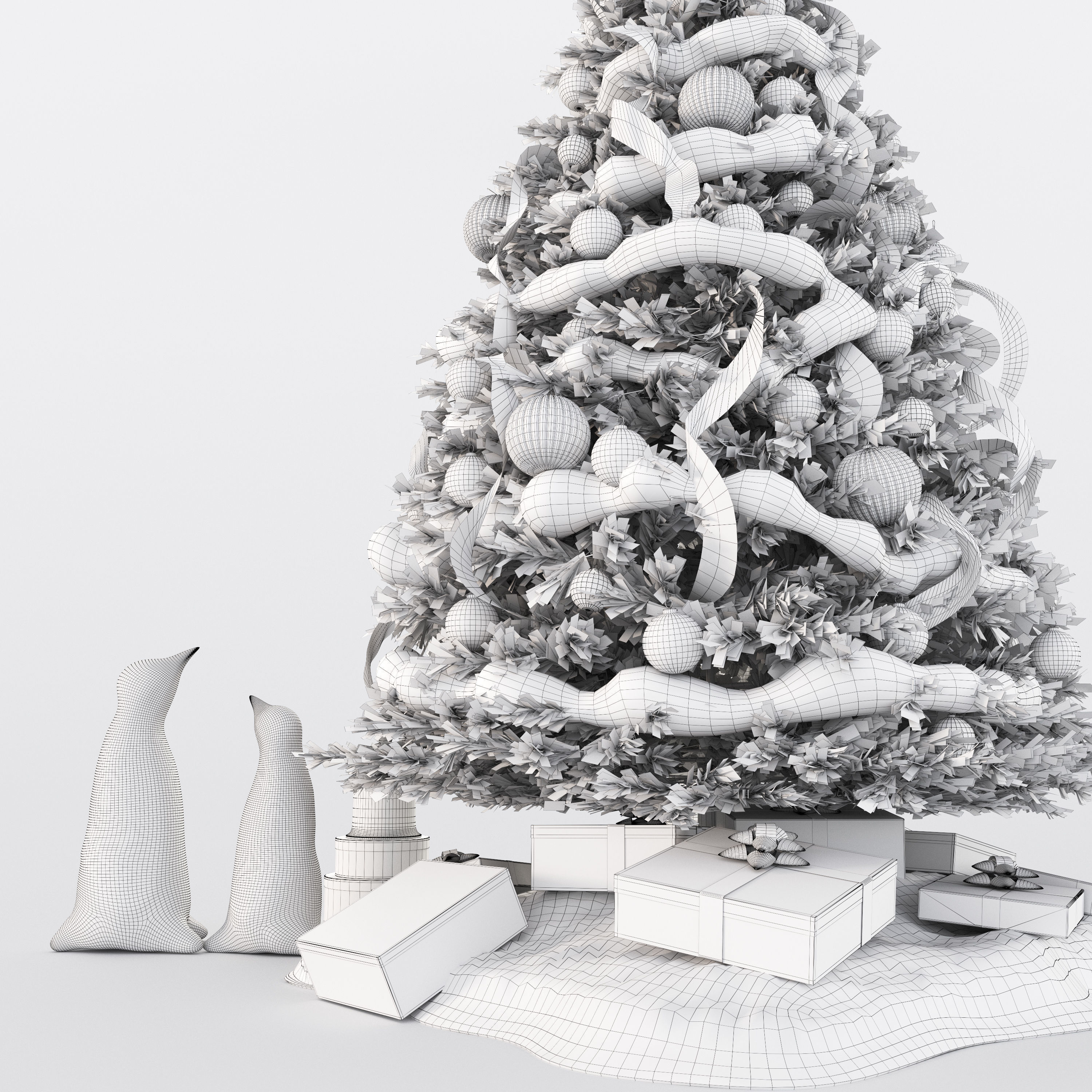 Set of Christmas tree and decorative elements 3D model_27