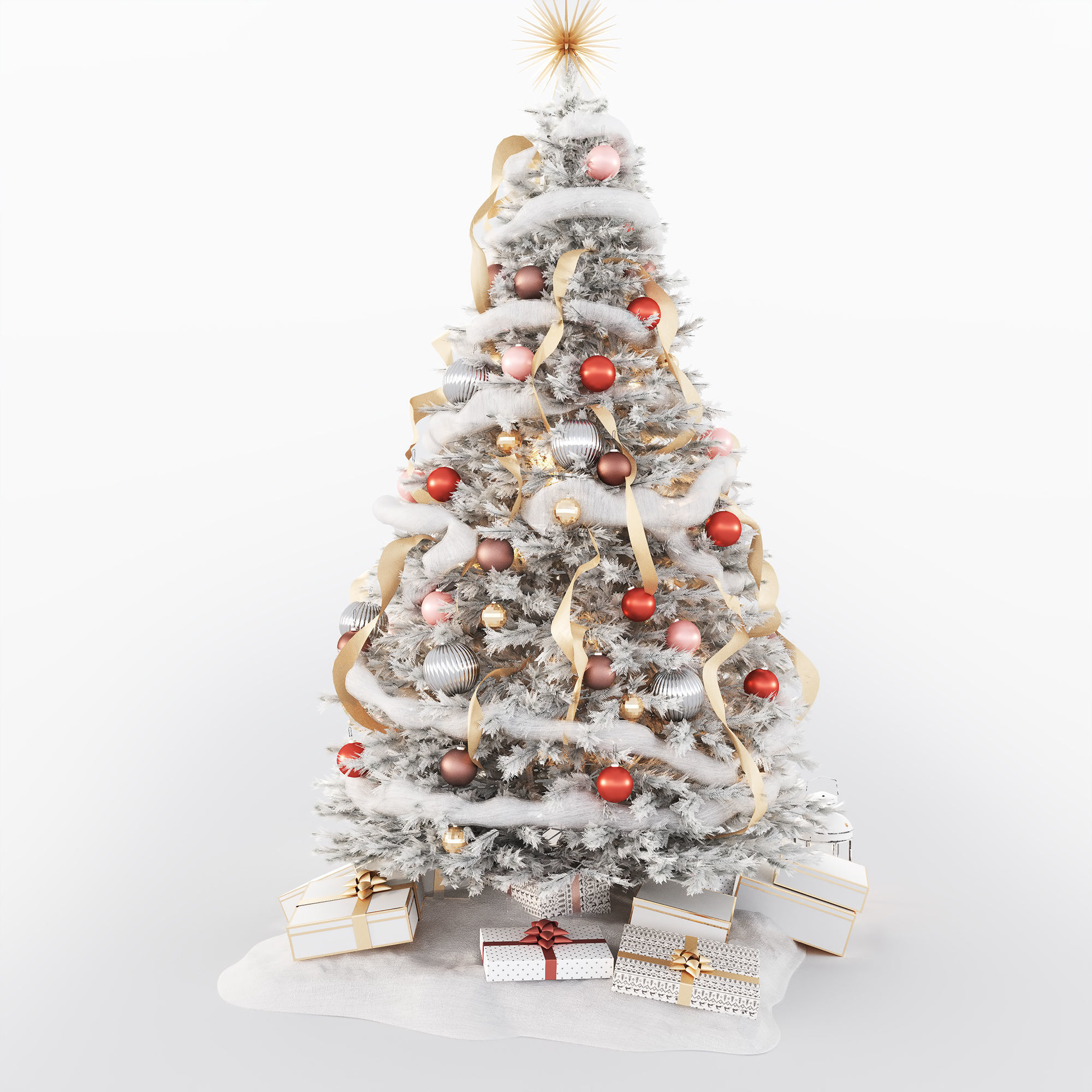 Set of Christmas tree and decorative elements 3D model_6