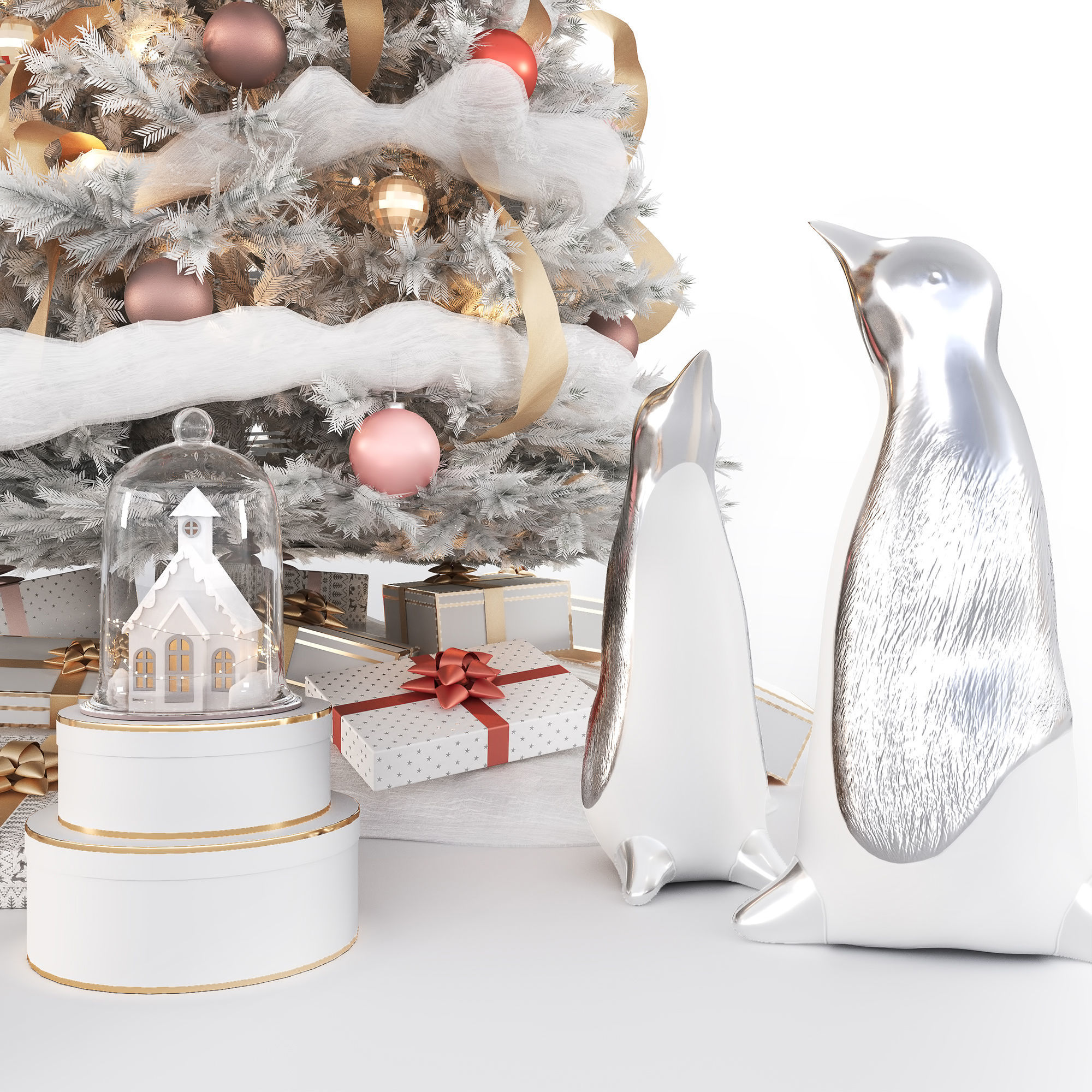 Set of Christmas tree and decorative elements 3D model_13
