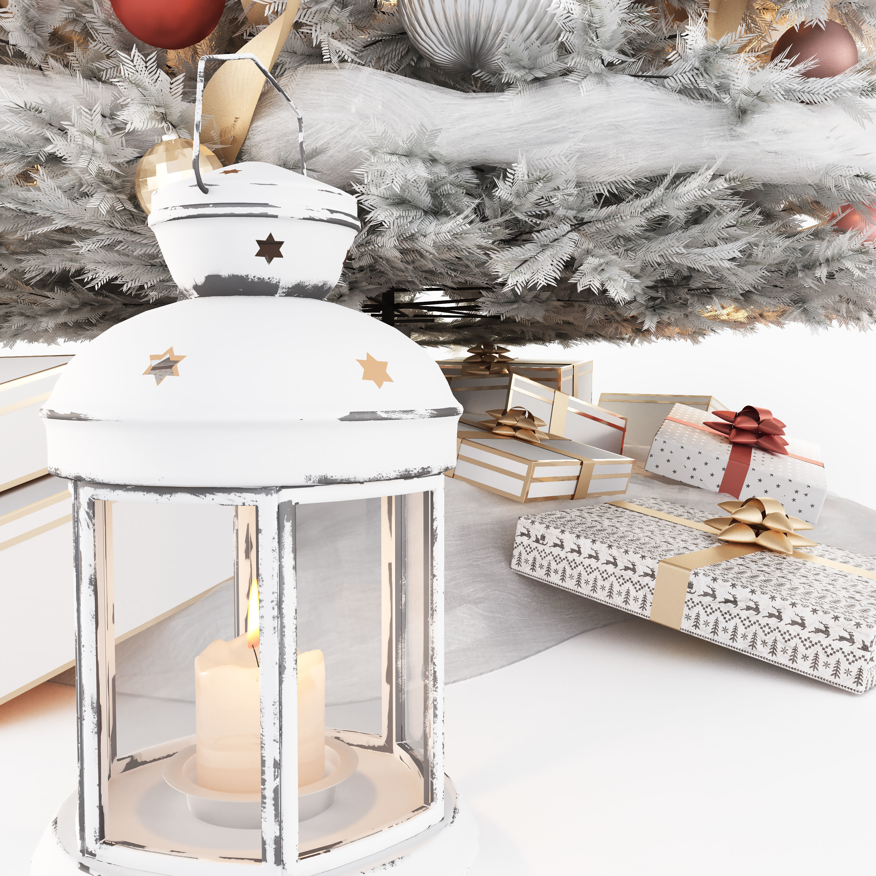 Set of Christmas tree and decorative elements 3D model_11