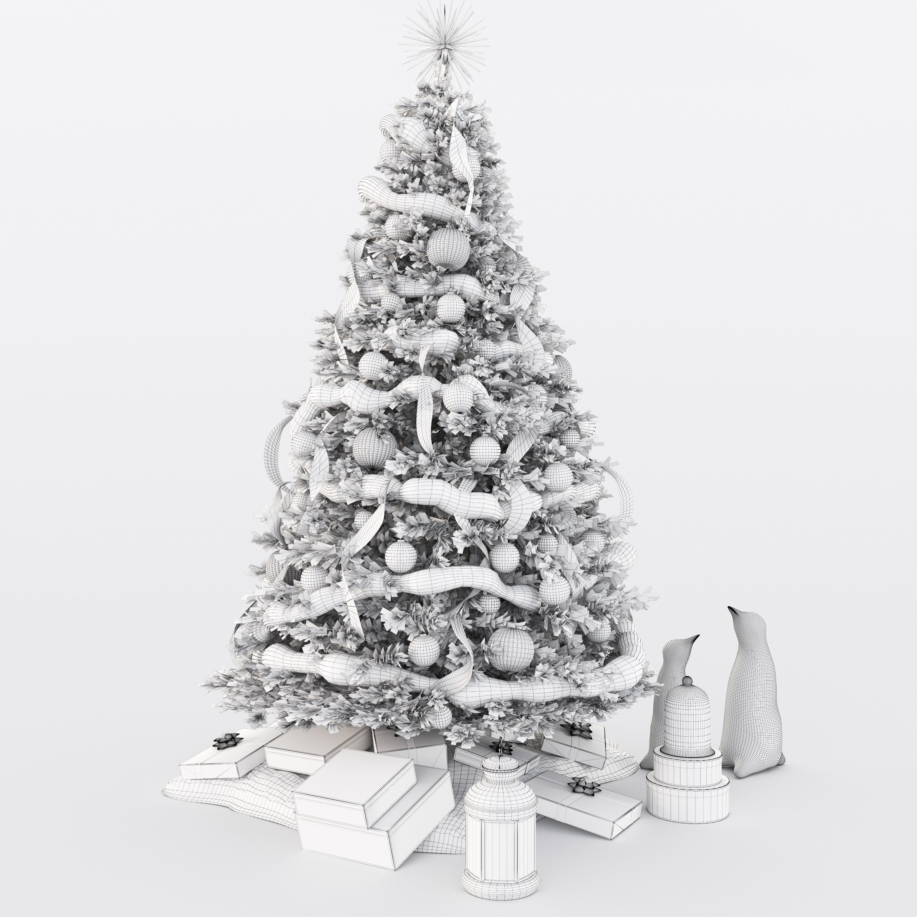 Set of Christmas tree and decorative elements 3D model_18