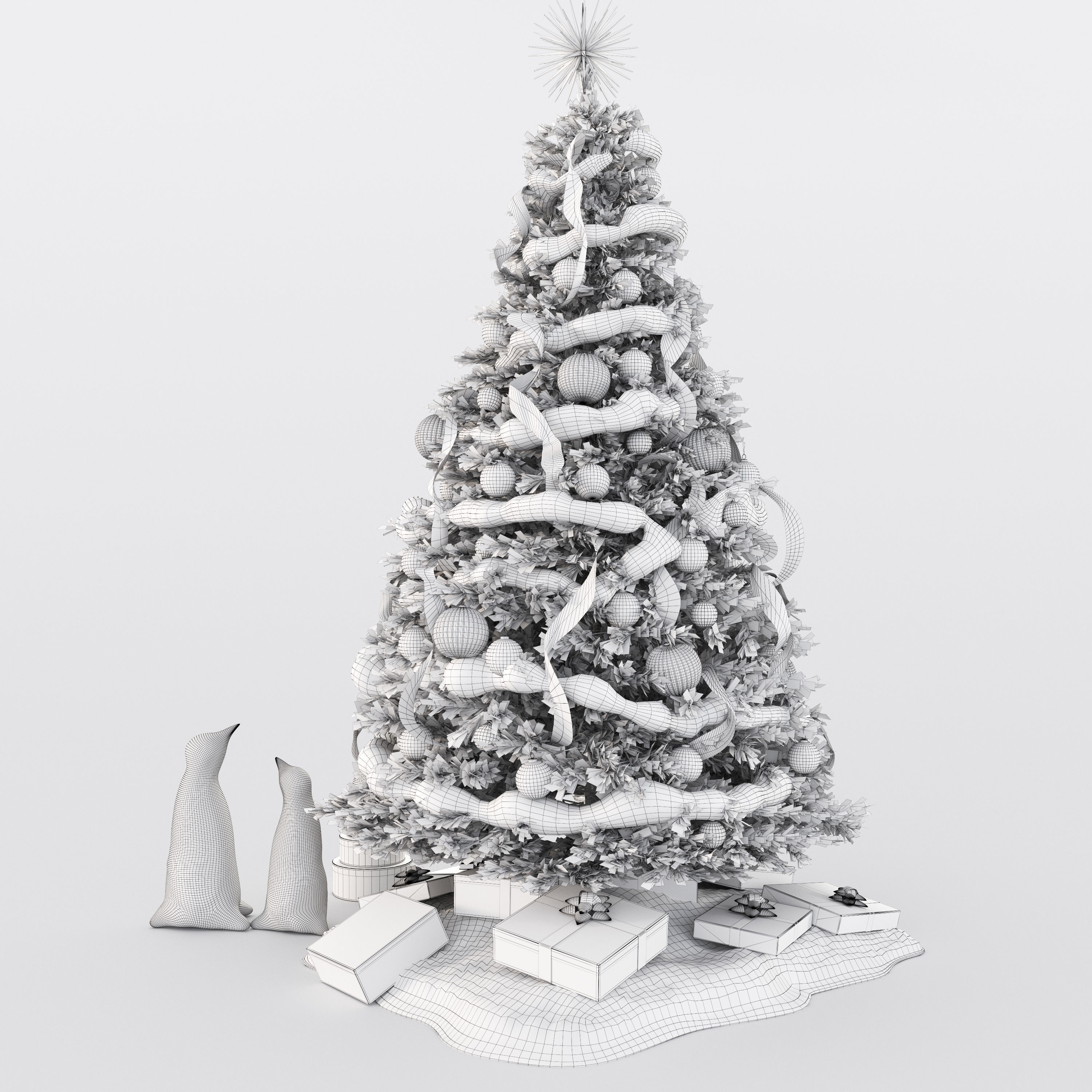 Set of Christmas tree and decorative elements 3D model_22