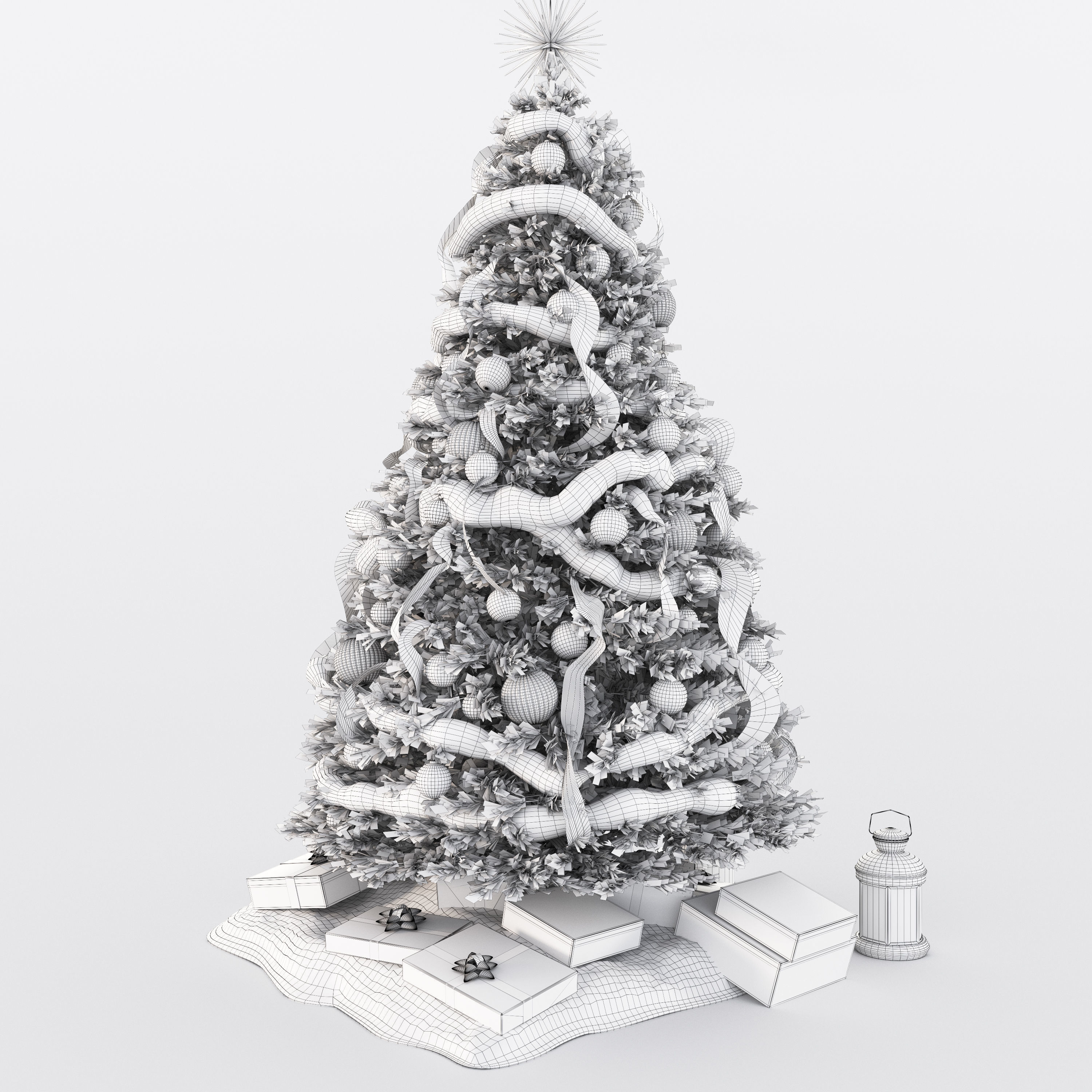 Set of Christmas tree and decorative elements 3D model_20