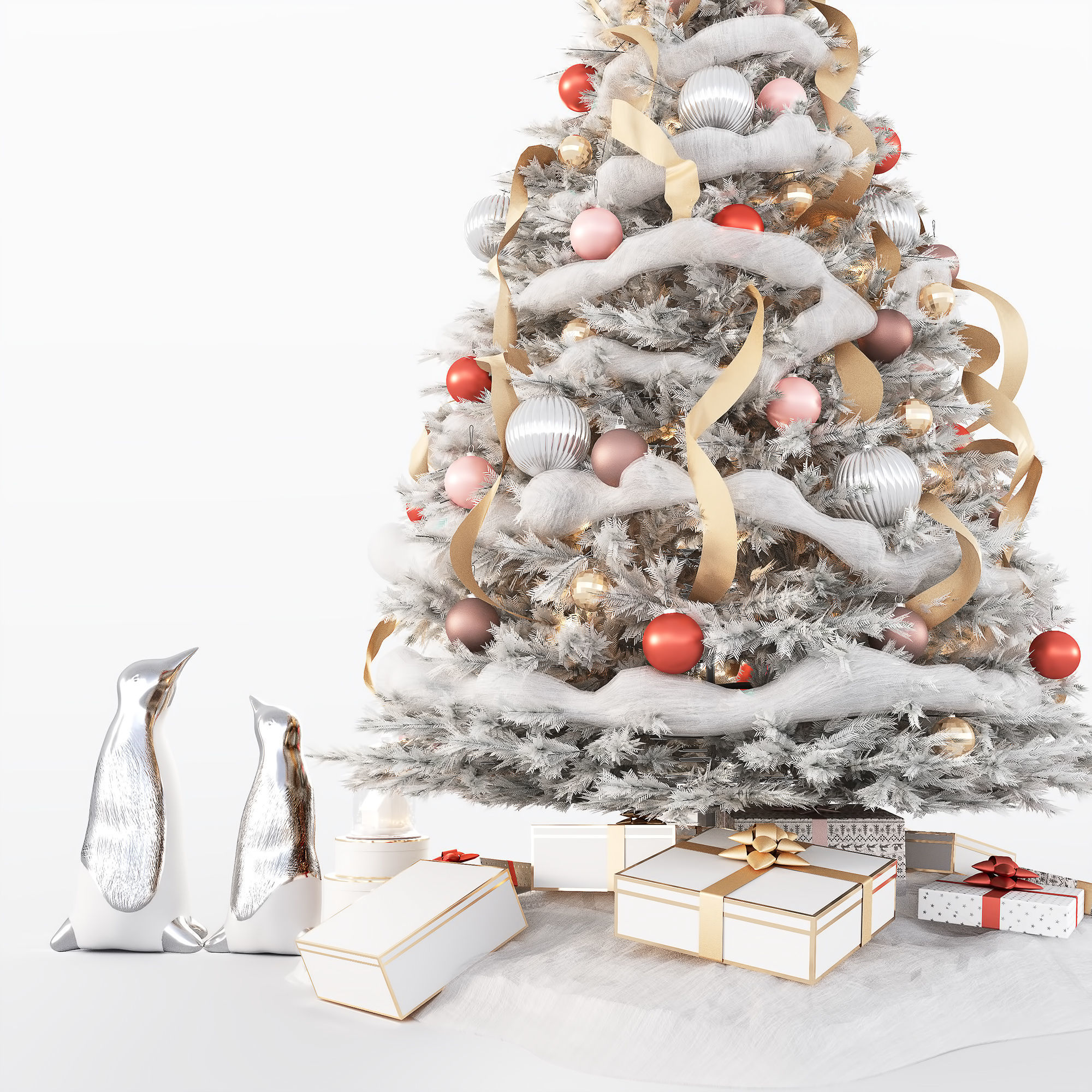 Set of Christmas tree and decorative elements 3D model_14