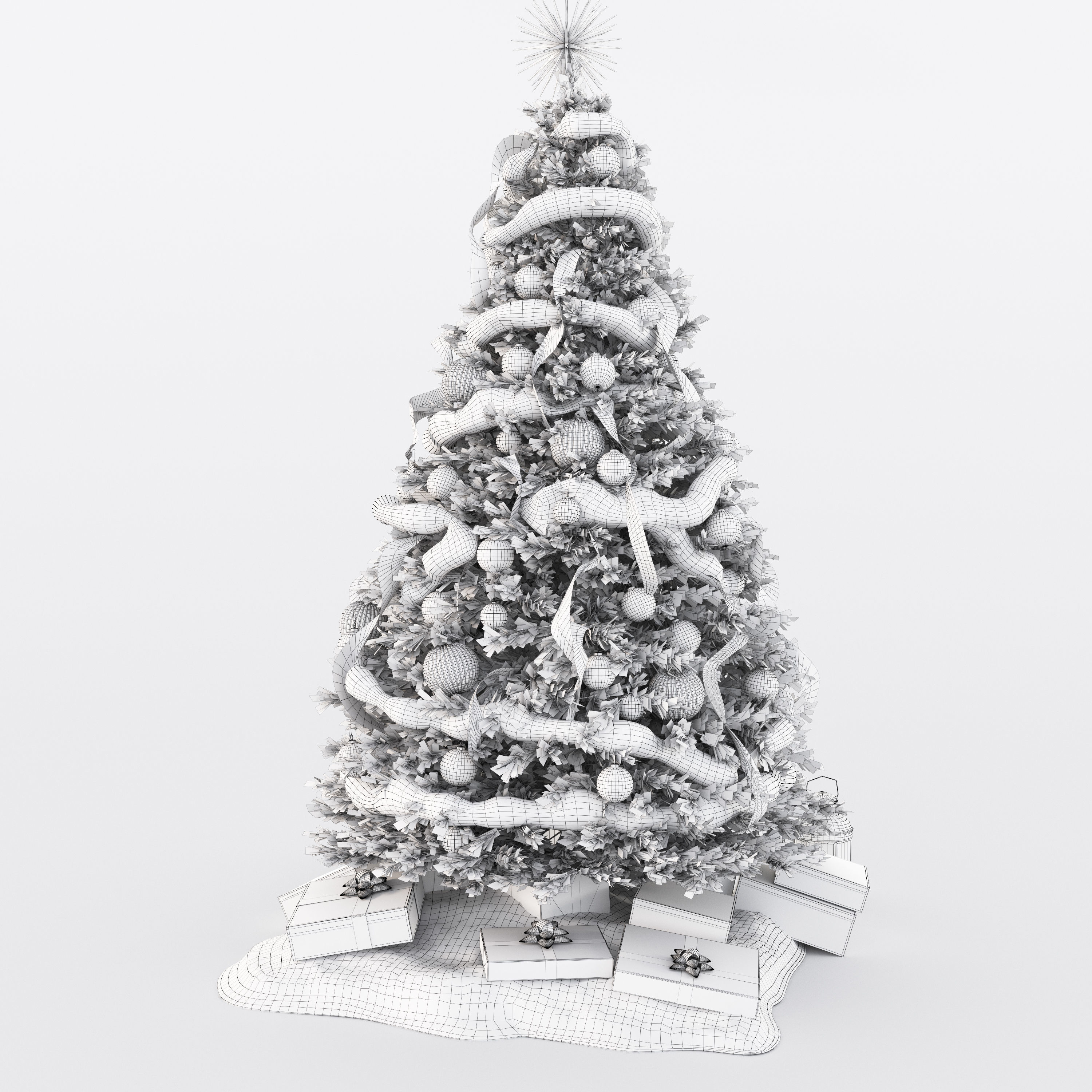 Set of Christmas tree and decorative elements 3D model_21