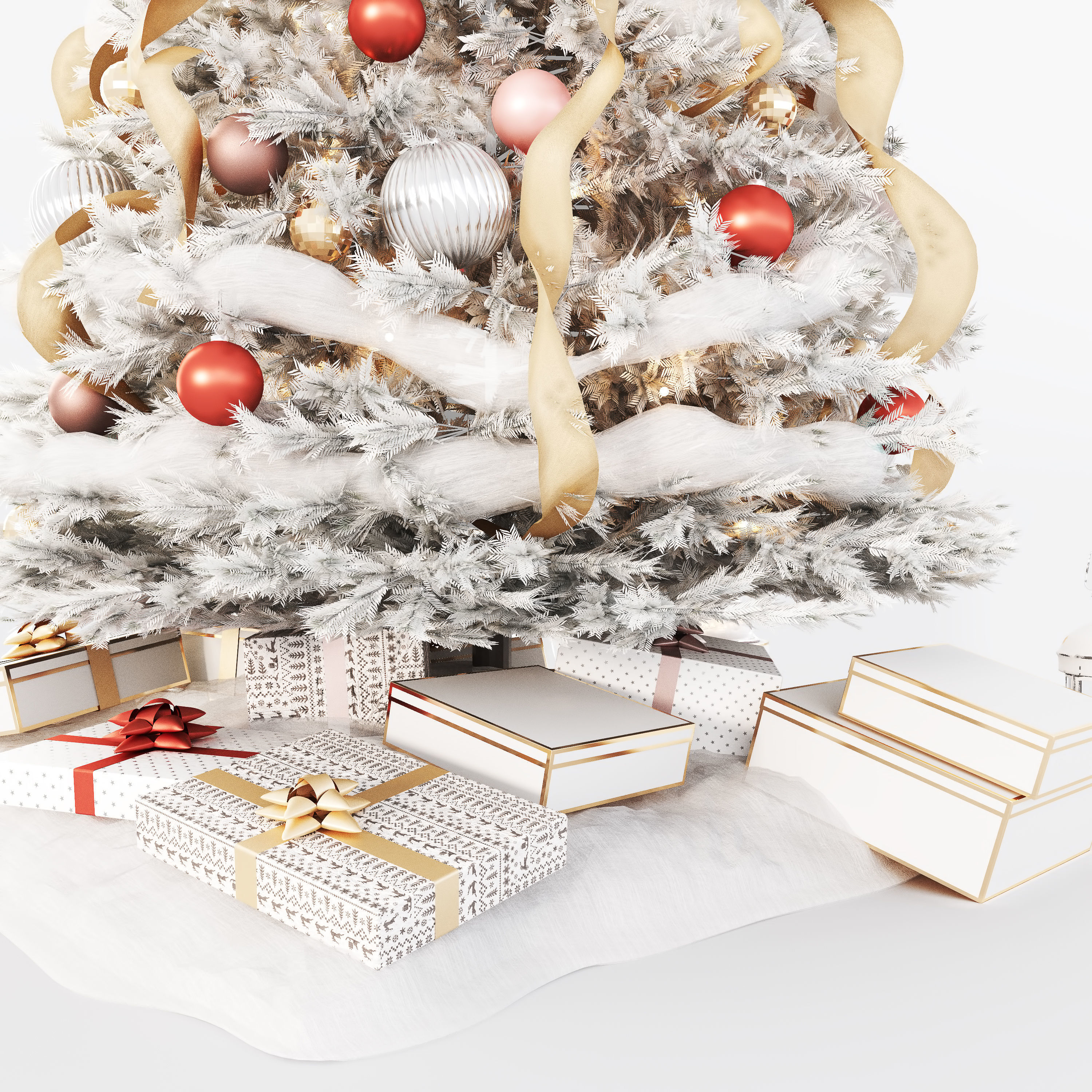 Set of Christmas tree and decorative elements 3D model_16