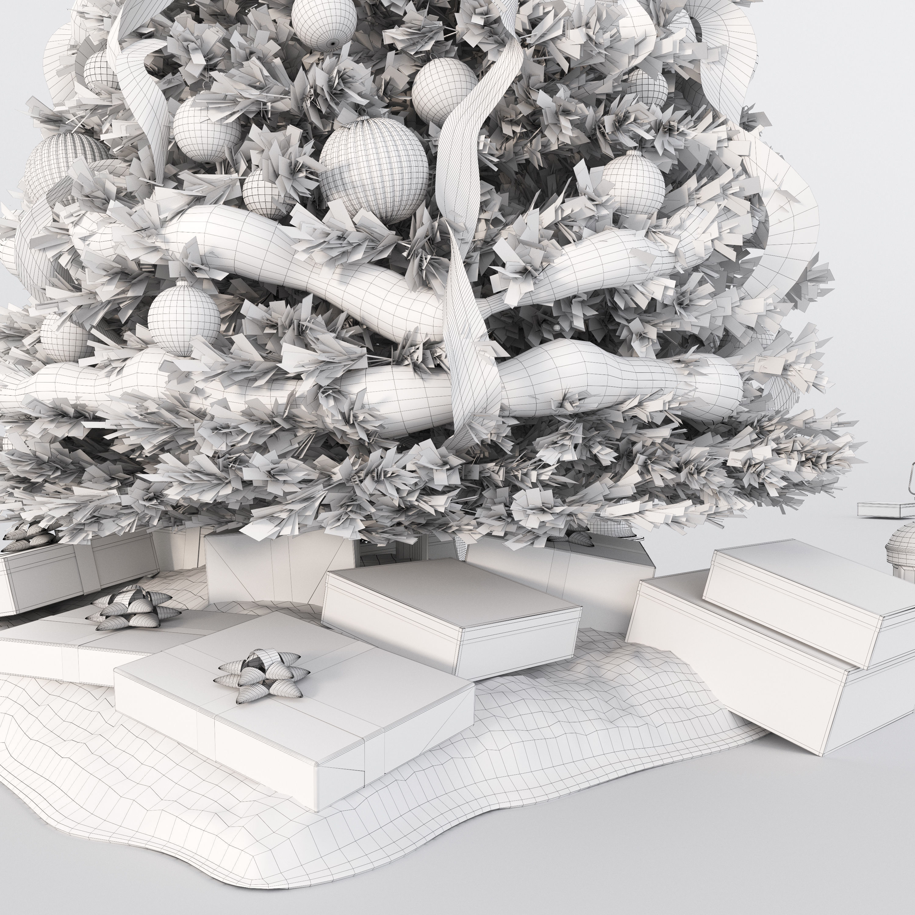 Set of Christmas tree and decorative elements 3D model_25