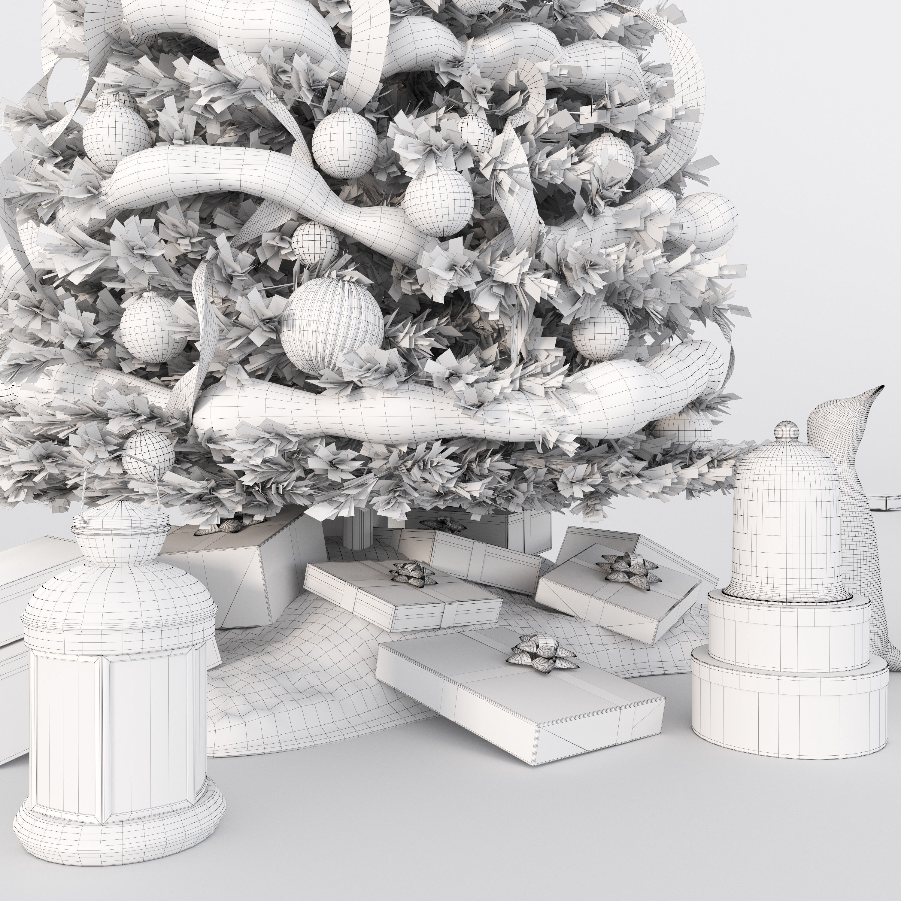 Set of Christmas tree and decorative elements 3D model_26