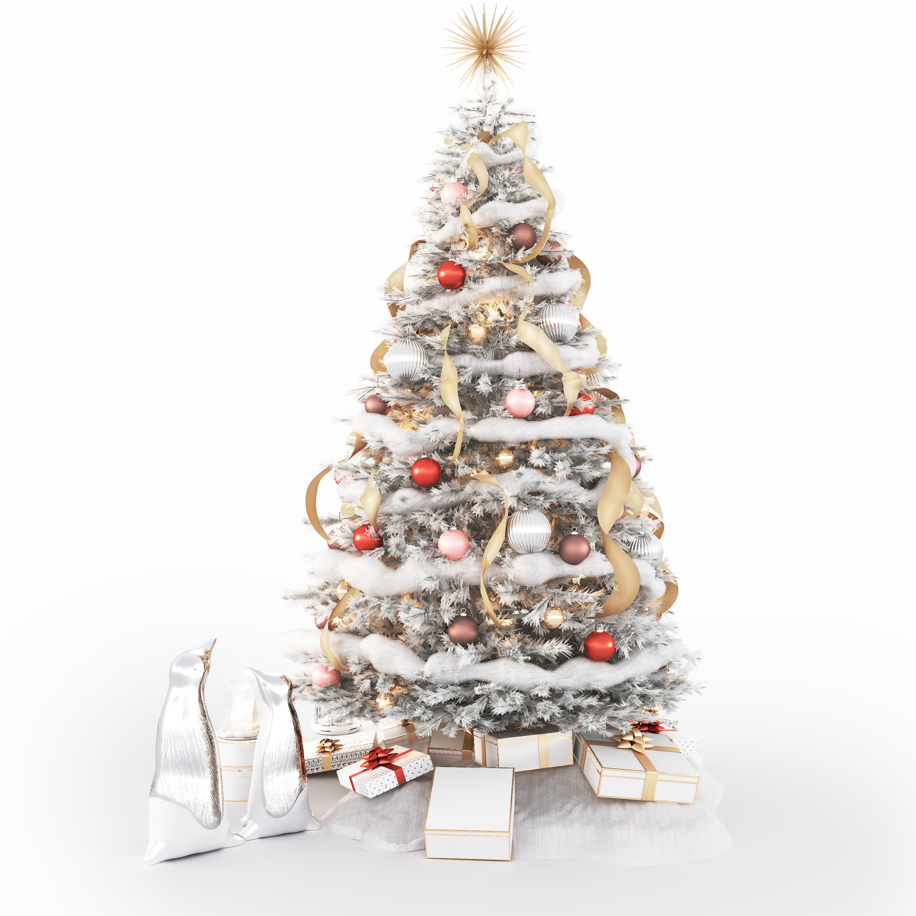 Set of Christmas tree and decorative elements 3D model_8