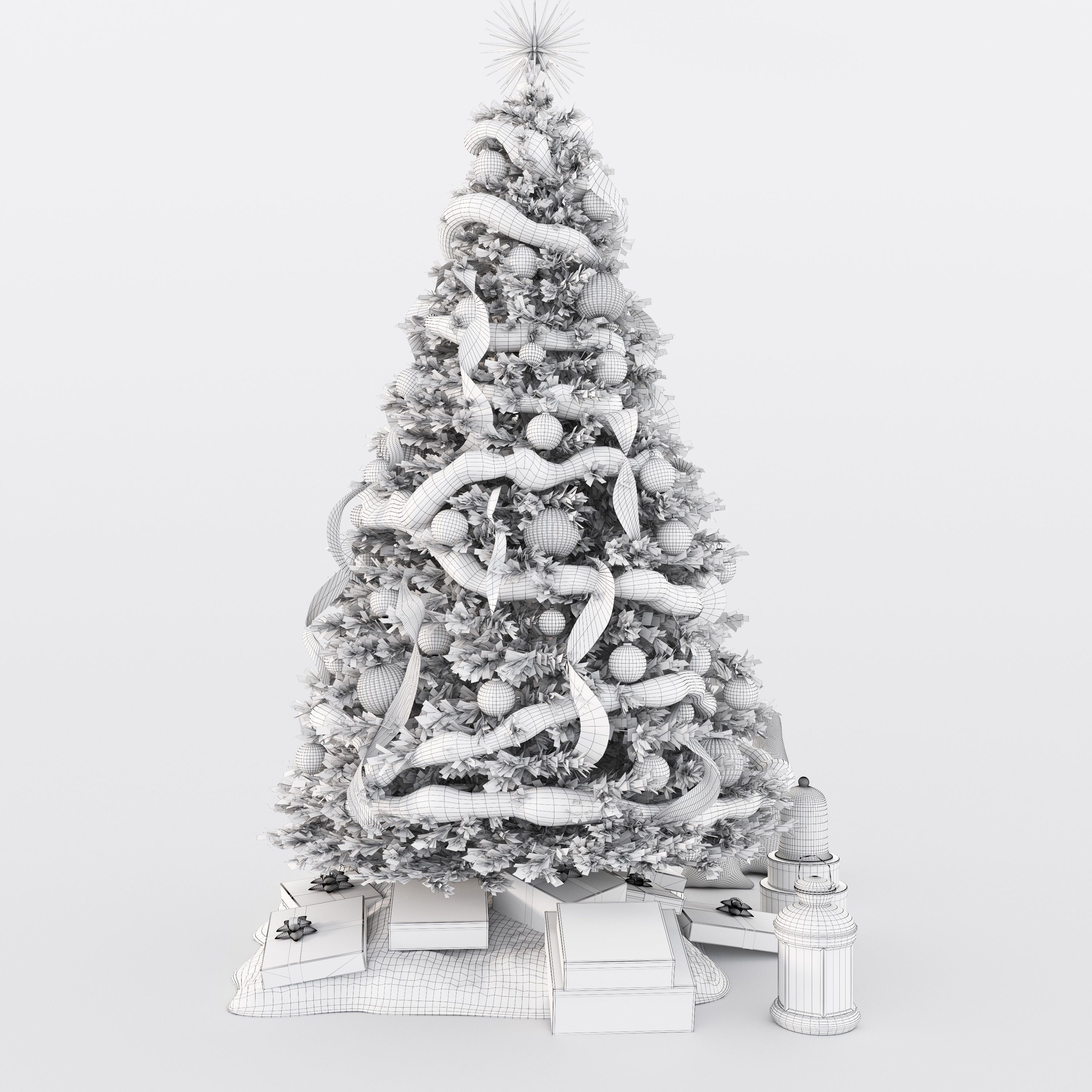 Set of Christmas tree and decorative elements 3D model_19