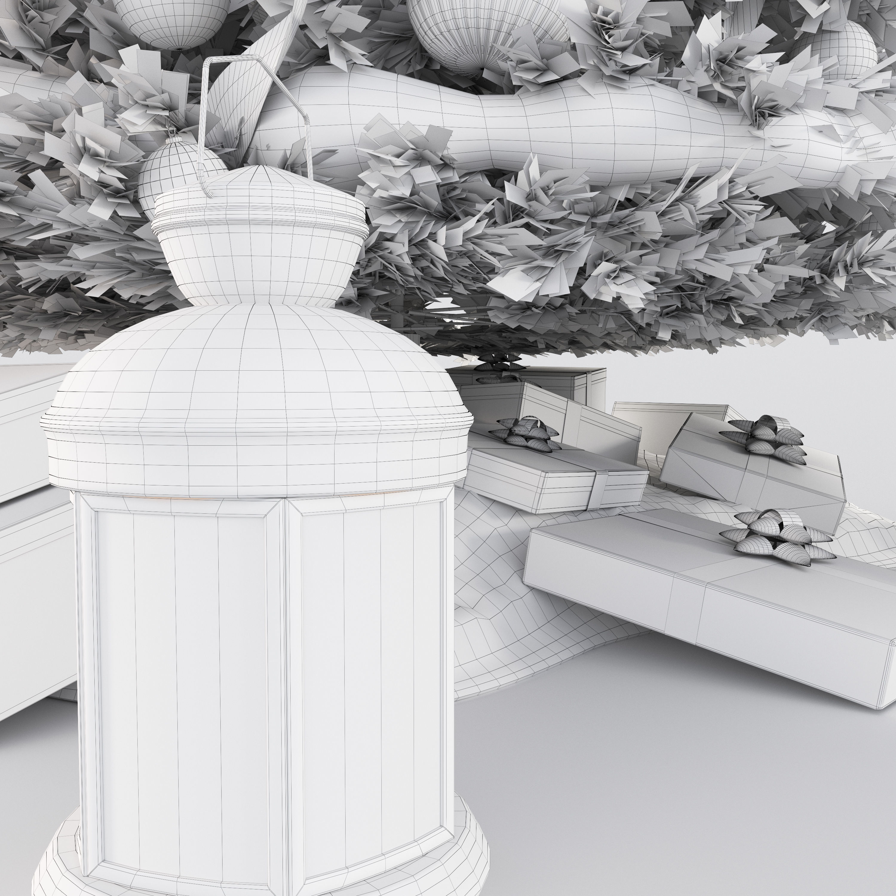 Set of Christmas tree and decorative elements 3D model_24
