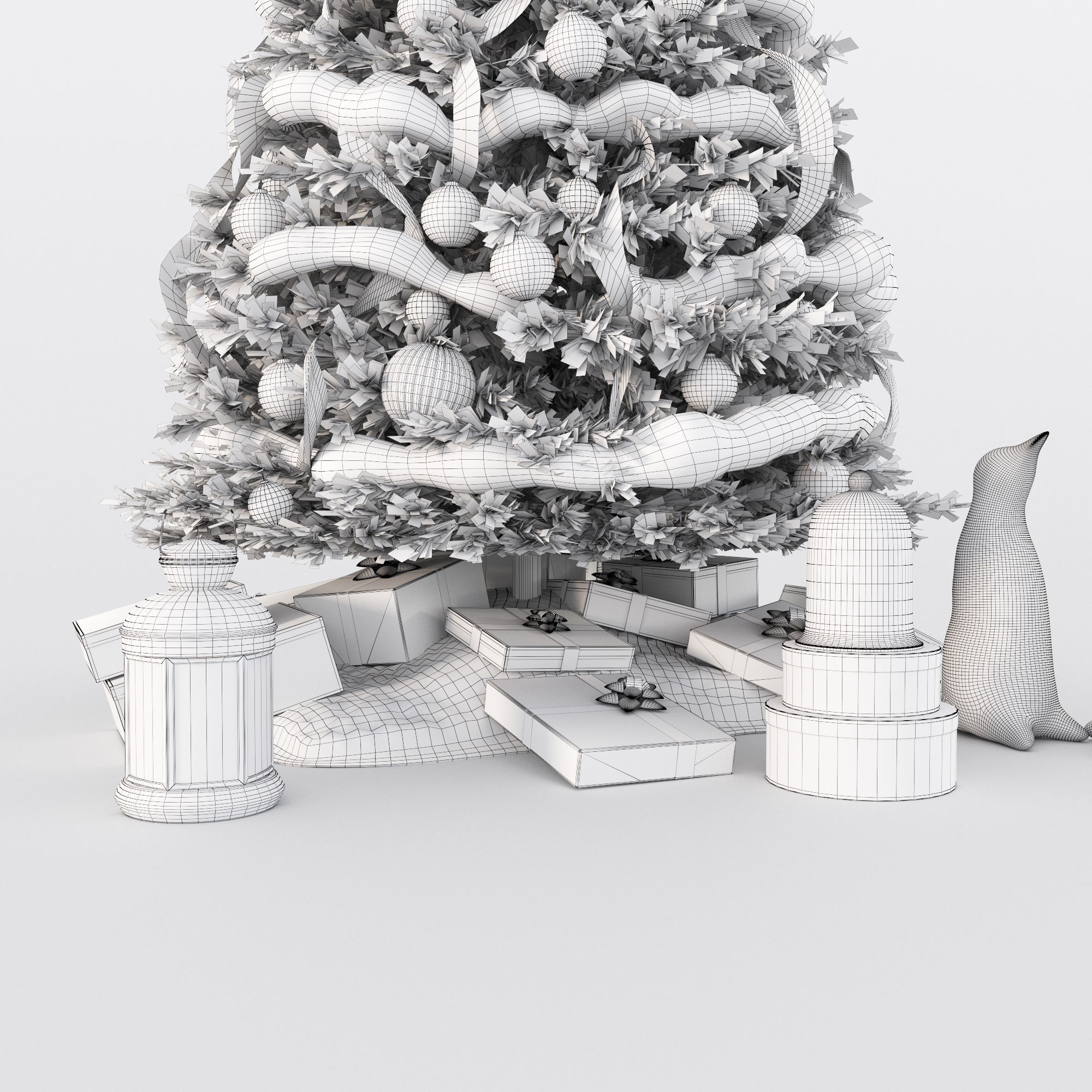 Set of Christmas tree and decorative elements 3D model_23