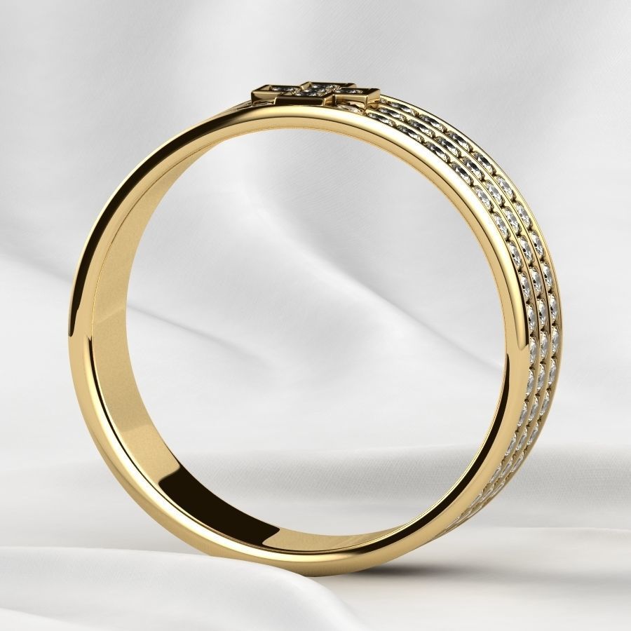 Pave Gems Elegant Gold Ring 3D print model_16