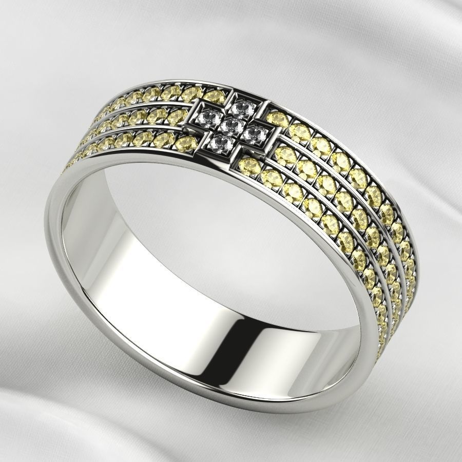 Pave Gems Elegant Gold Ring 3D print model_11