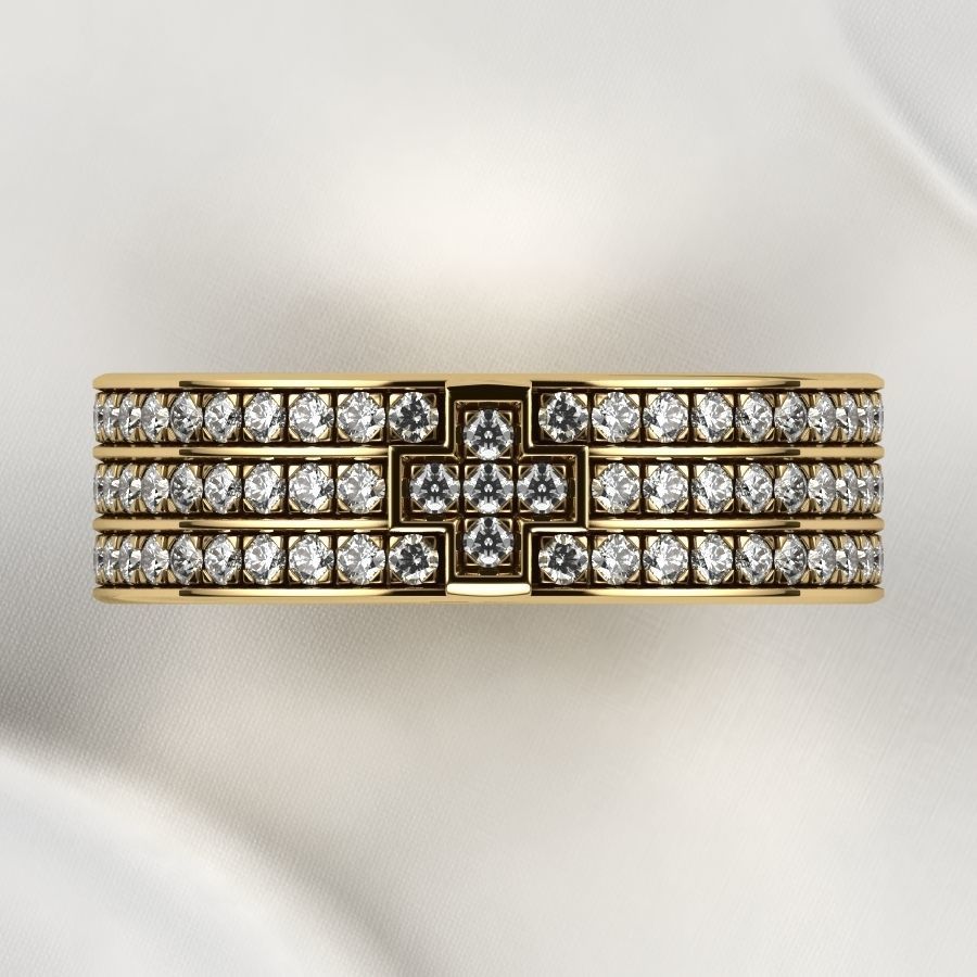 Pave Gems Elegant Gold Ring 3D print model_14