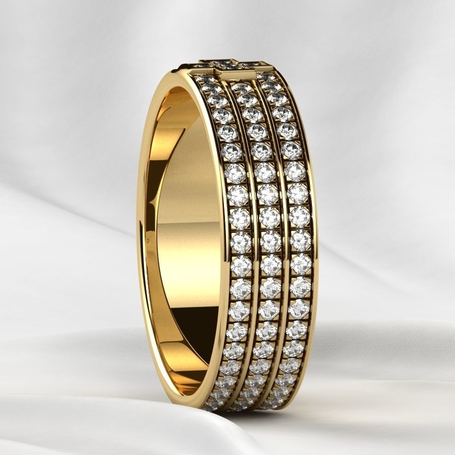 Pave Gems Elegant Gold Ring 3D print model_20