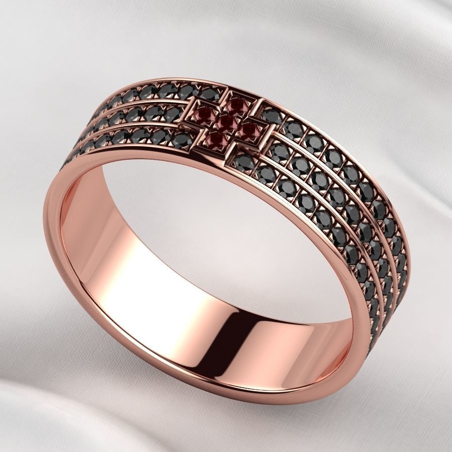 Pave Gems Elegant Gold Ring 3D print model_7