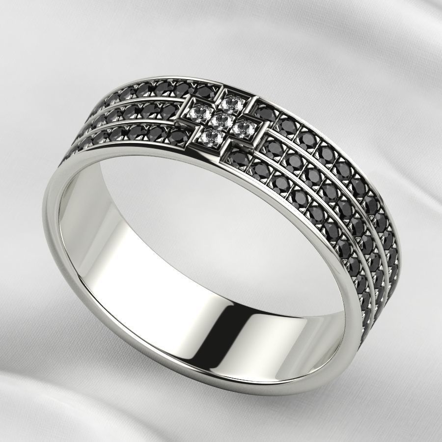 Pave Gems Elegant Gold Ring 3D print model_12