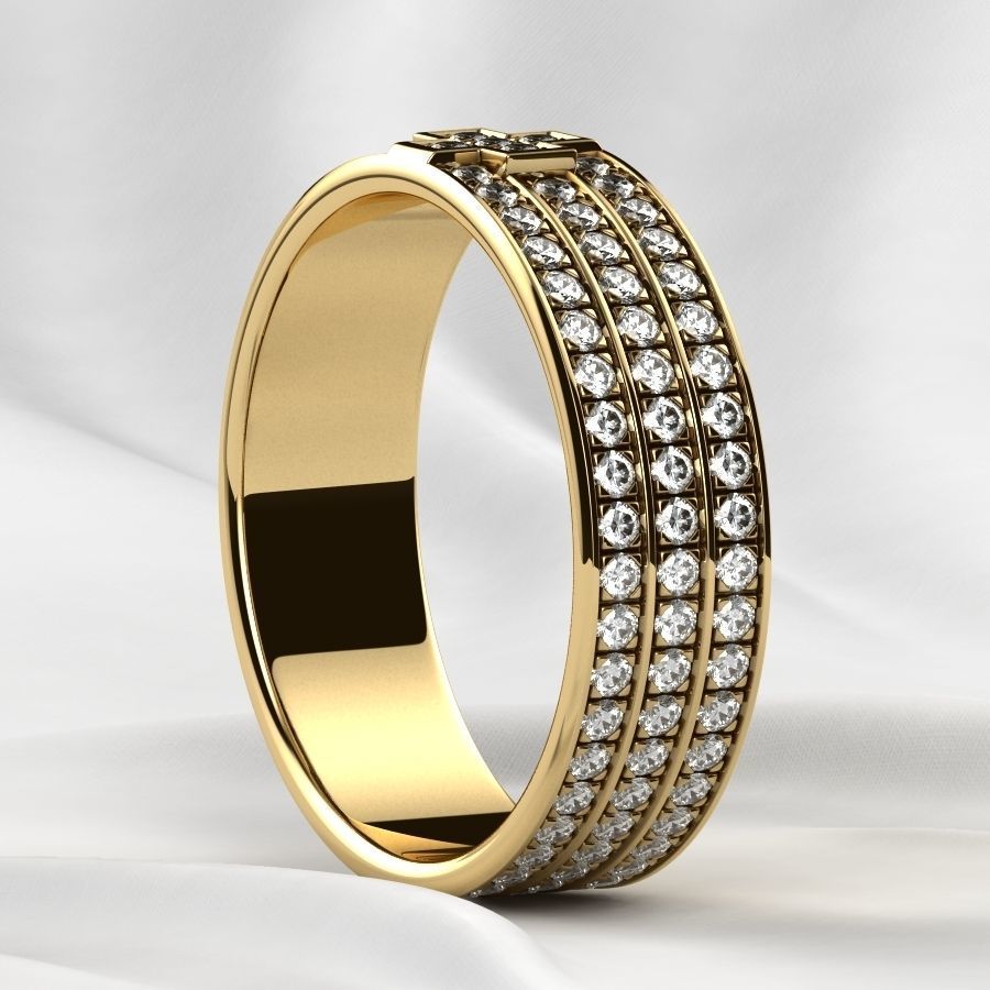 Pave Gems Elegant Gold Ring 3D print model_19