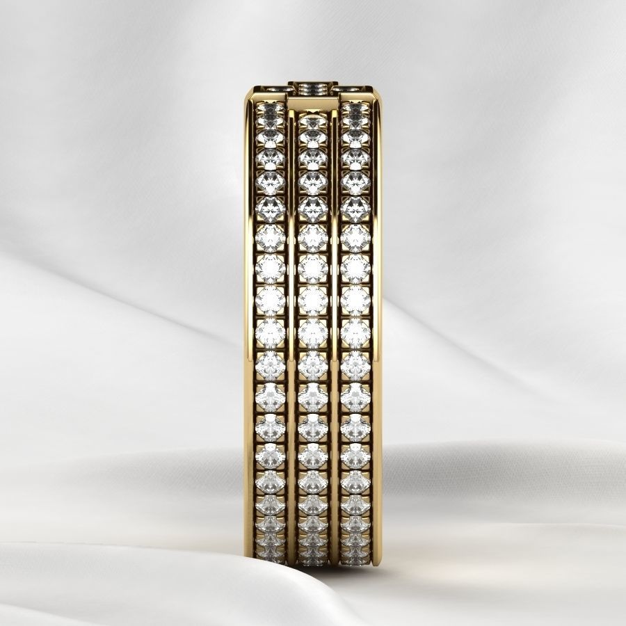 Pave Gems Elegant Gold Ring 3D print model_21
