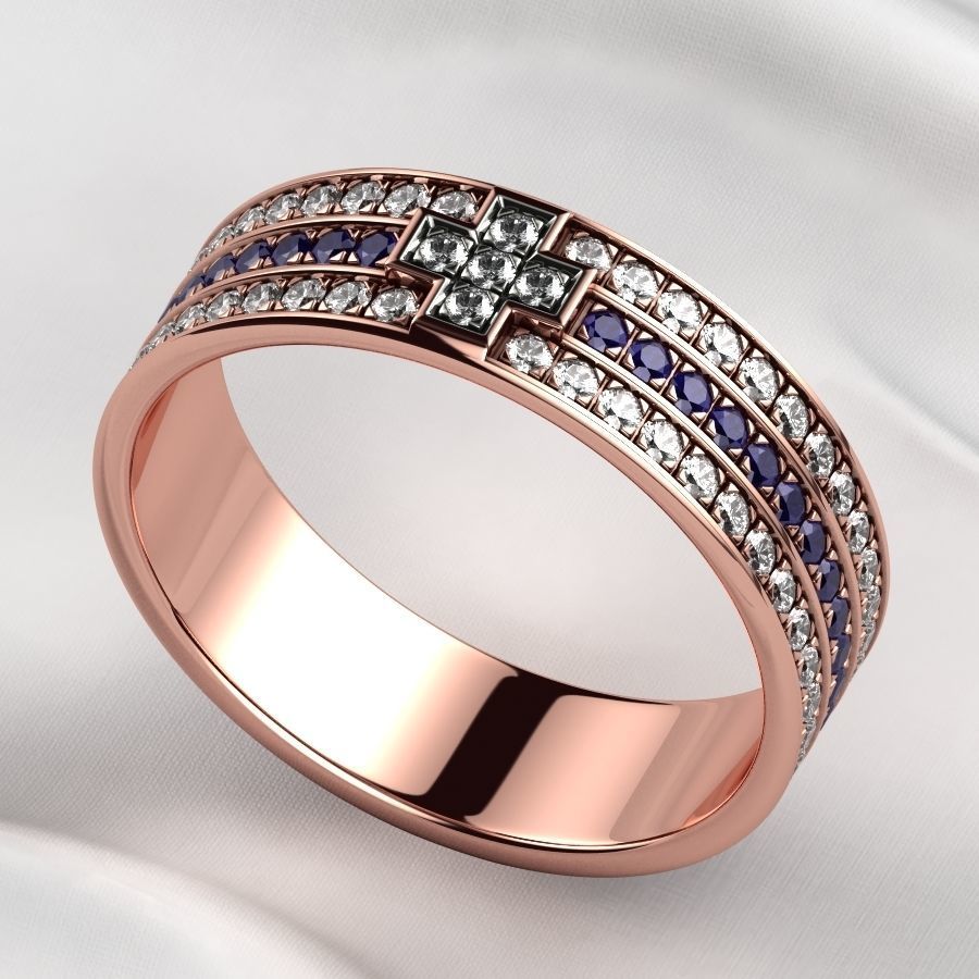 Pave Gems Elegant Gold Ring 3D print model_8