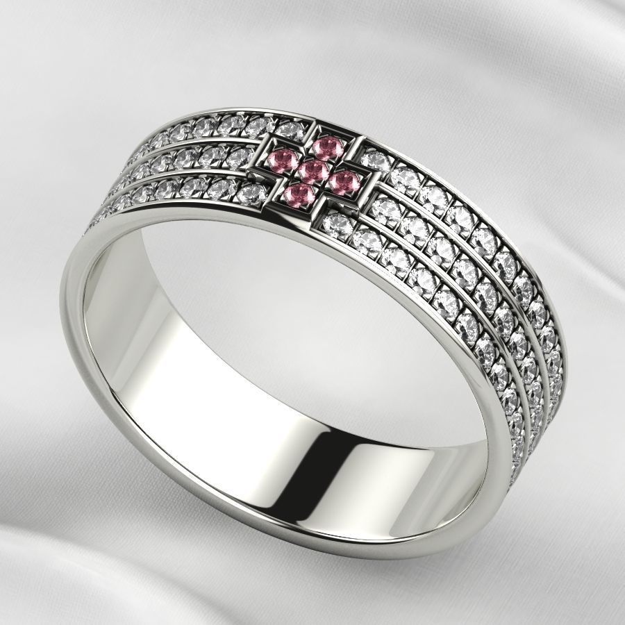 Pave Gems Elegant Gold Ring 3D print model_10