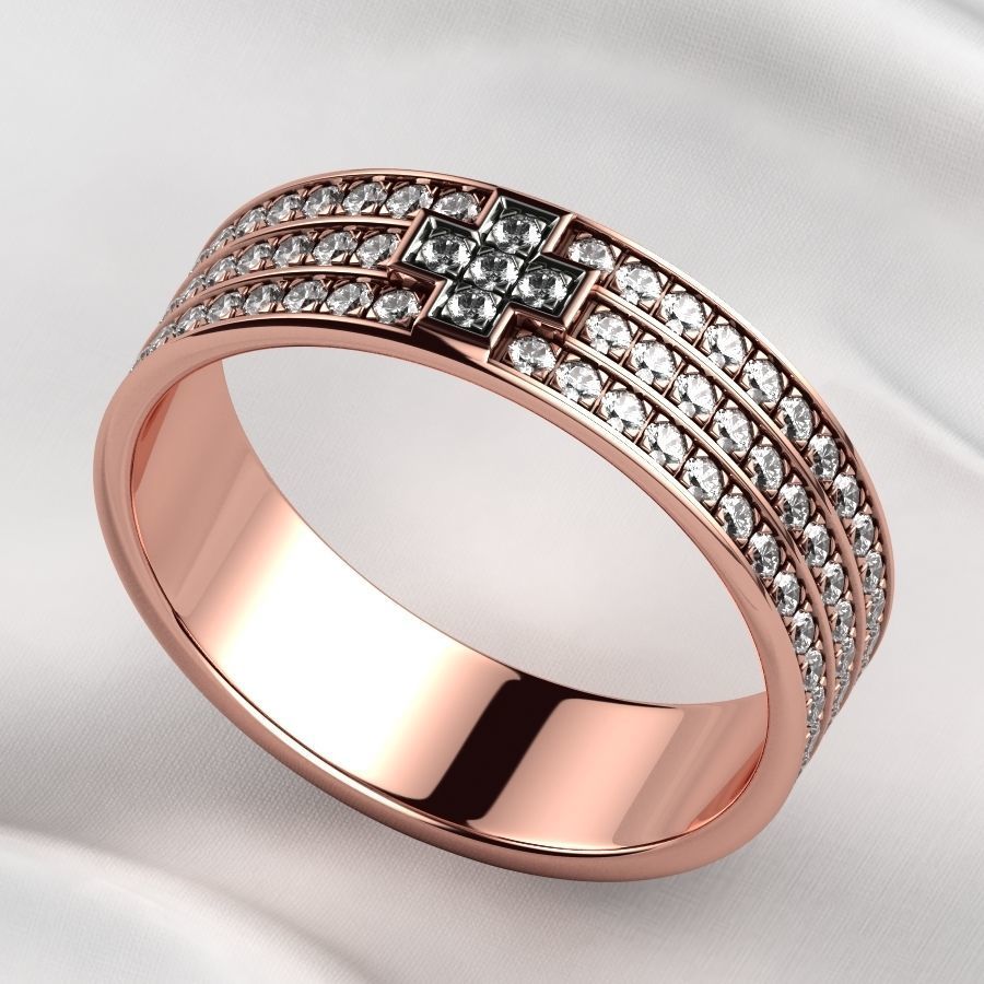 Pave Gems Elegant Gold Ring 3D print model_5