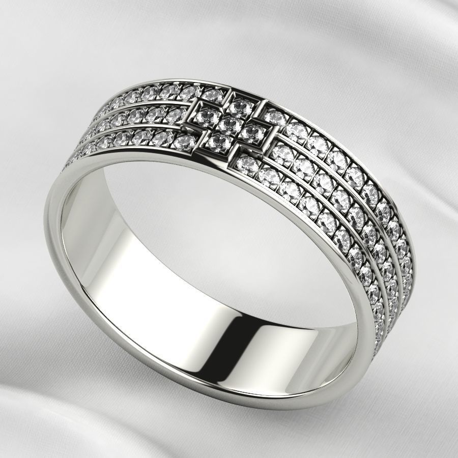 Pave Gems Elegant Gold Ring 3D print model_9