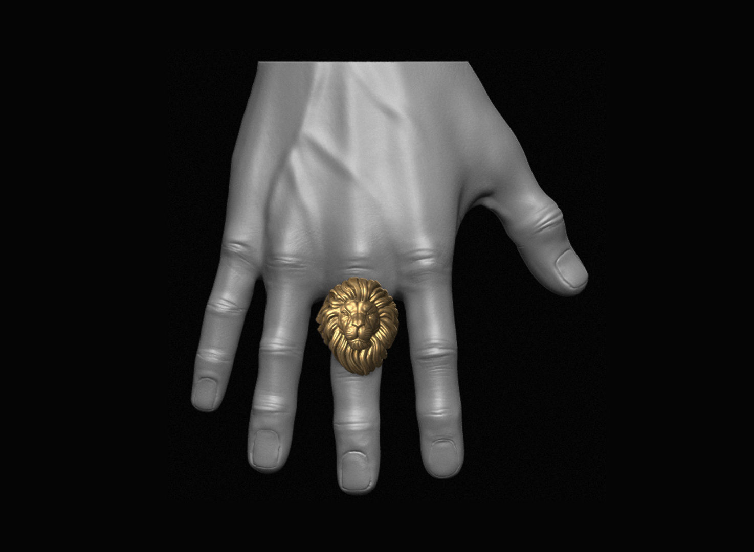 Lion Head Ring 3D print model_2