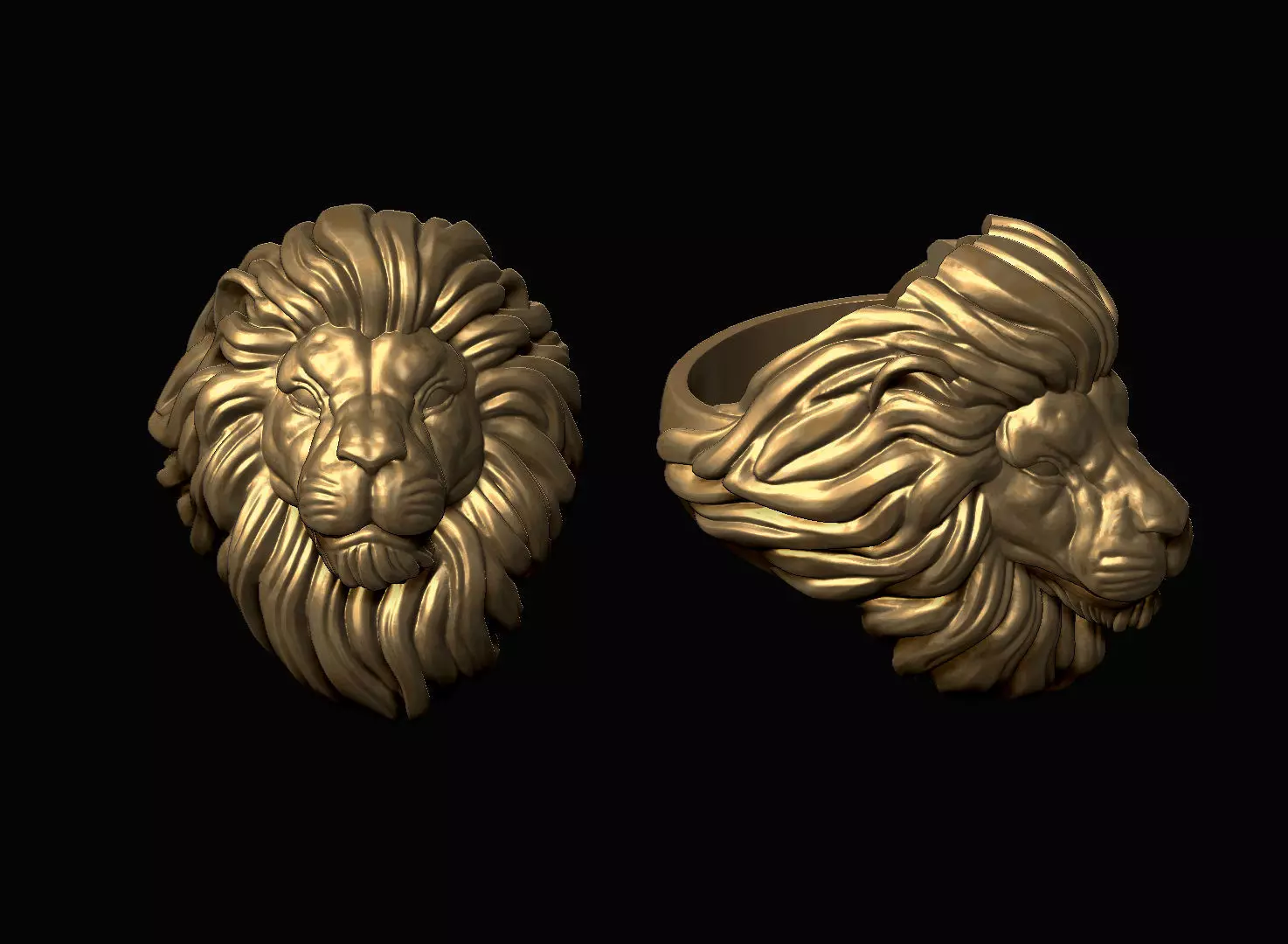 Lion Head Ring 3D print model_0