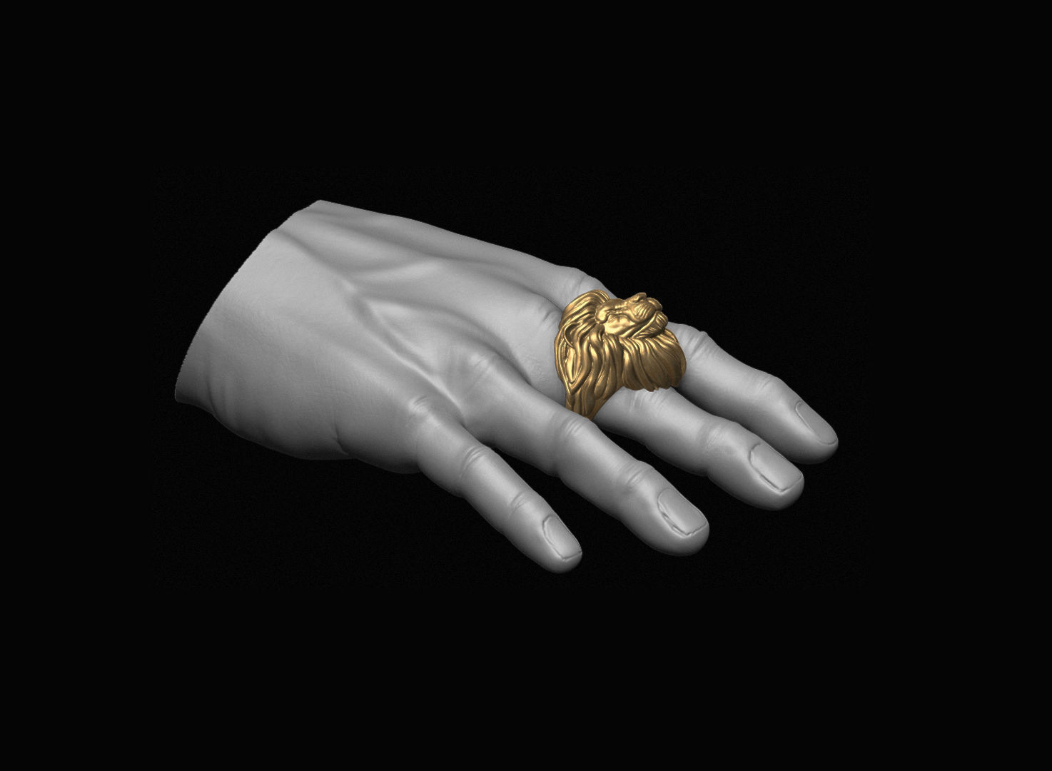 Lion Head Ring 3D print model_1