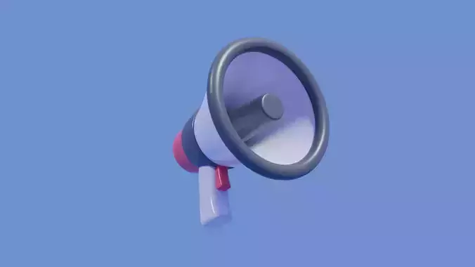 Cartoon Megaphone microphone  speaker  Low-poly 3D model
