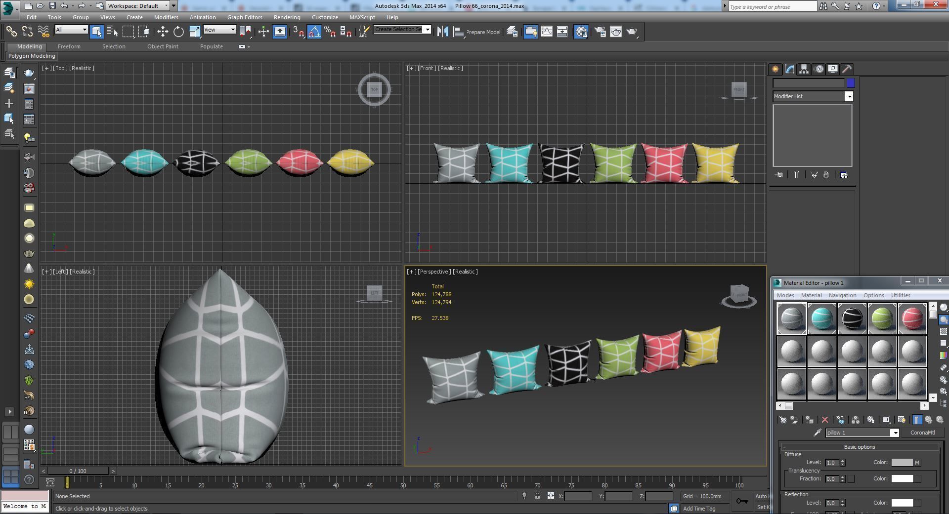 Decorative pillows set 066  3D model_3