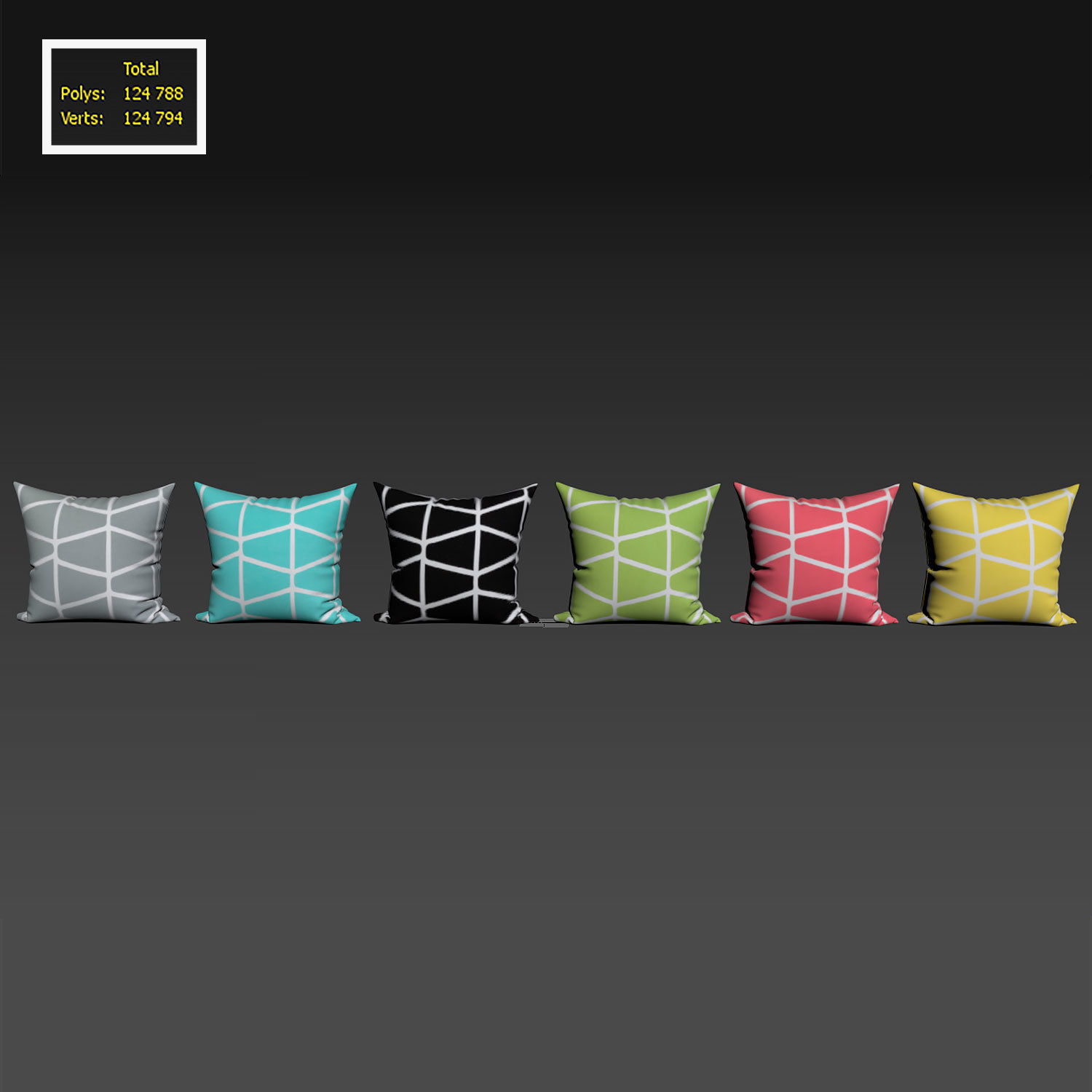 Decorative pillows set 066  3D model_2