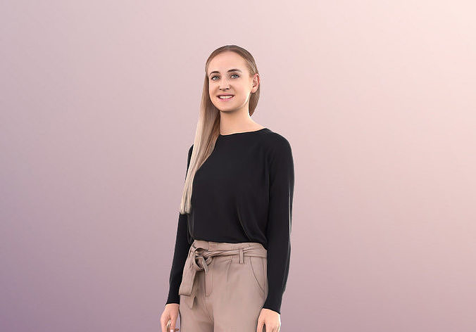 Celine 11435 - Blonde Casual Girl Standing Low-poly 3D model