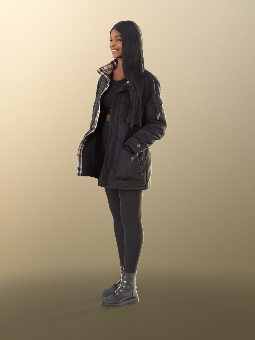 Micaela 11411 - Black Girl Teenager Outdoors Low-poly 3D model_3