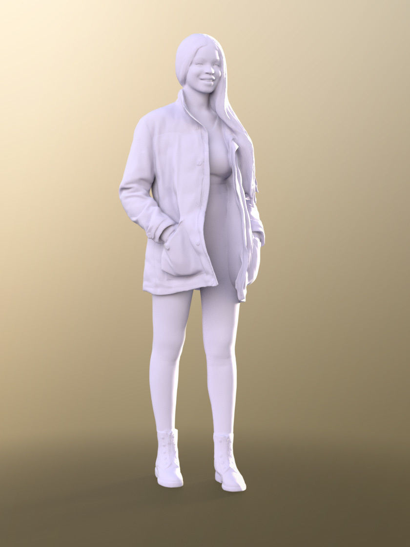 Micaela 11411 - Black Girl Teenager Outdoors Low-poly 3D model_2