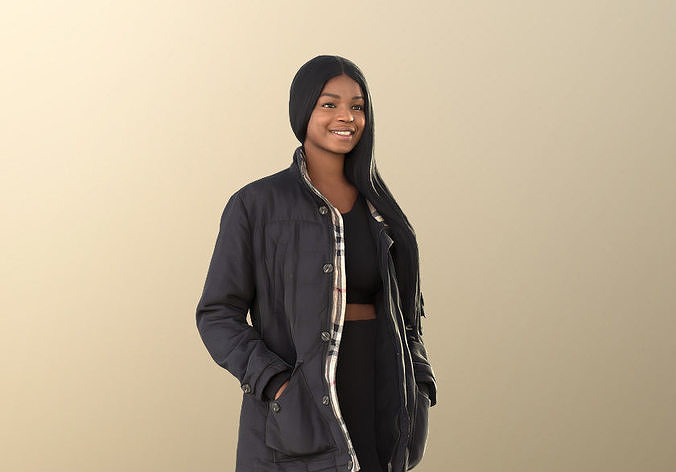 Micaela 11411 - Black Girl Teenager Outdoors Low-poly 3D model