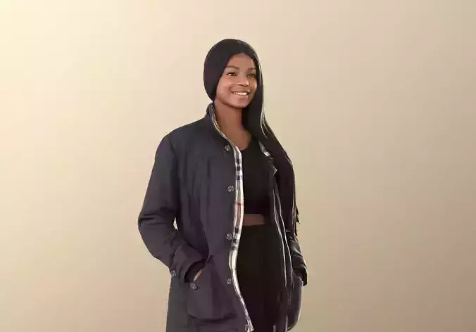 Micaela 11411 - Black Girl Teenager Outdoors Low-poly 3D model